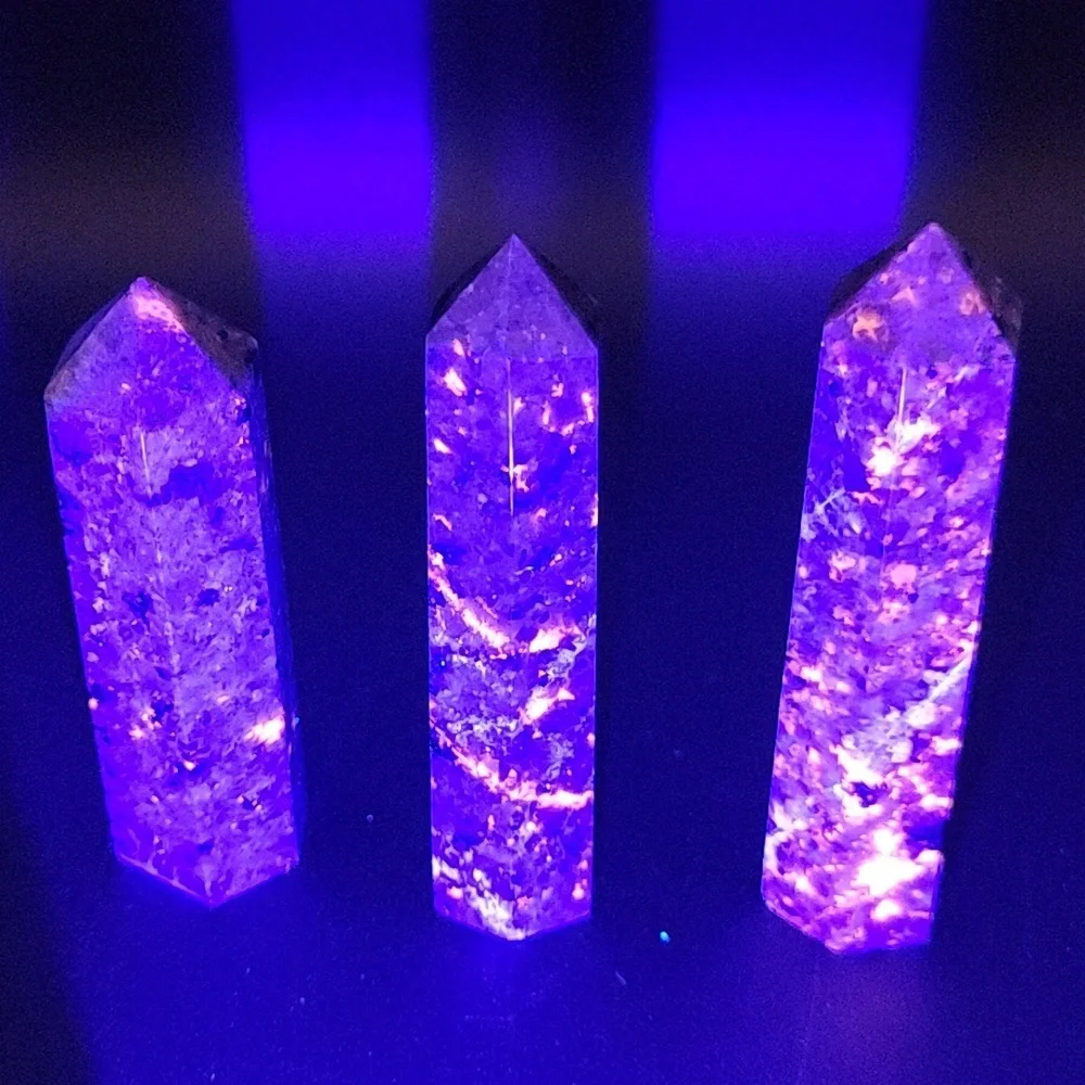 Lot of 3 Yooperlite Towers Natural Gemstone UV Reactive Hand Crafted 234g